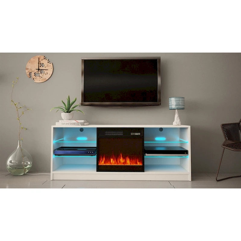Meuble TV moderne Manhattan Electric Fireplace 58 po