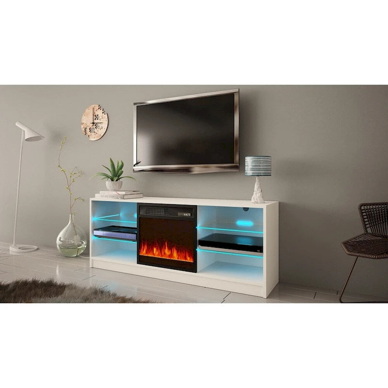 Meuble TV moderne Manhattan Electric Fireplace 58 po