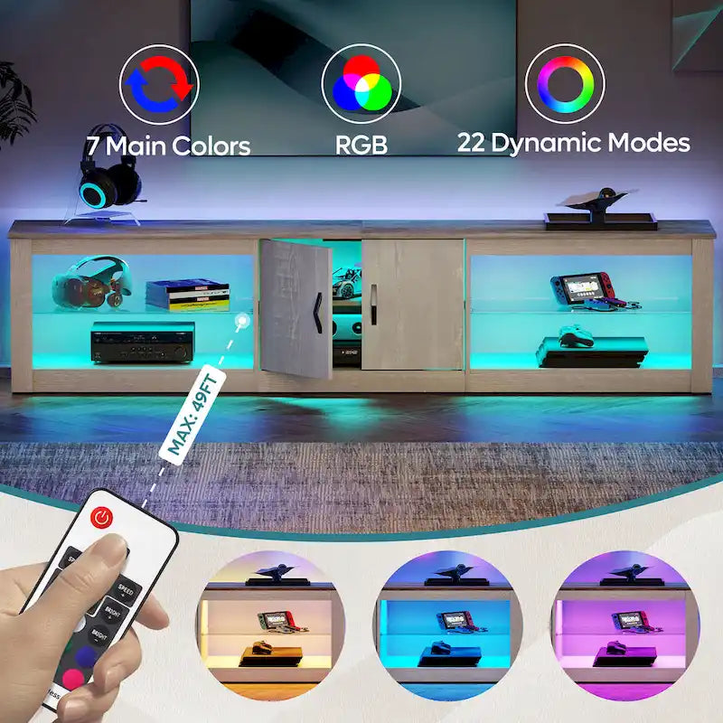 Meuble TV LED de 80 po pour téléviseurs jusqu'à 85 po avec deux armoires de rangement - 80 pouces