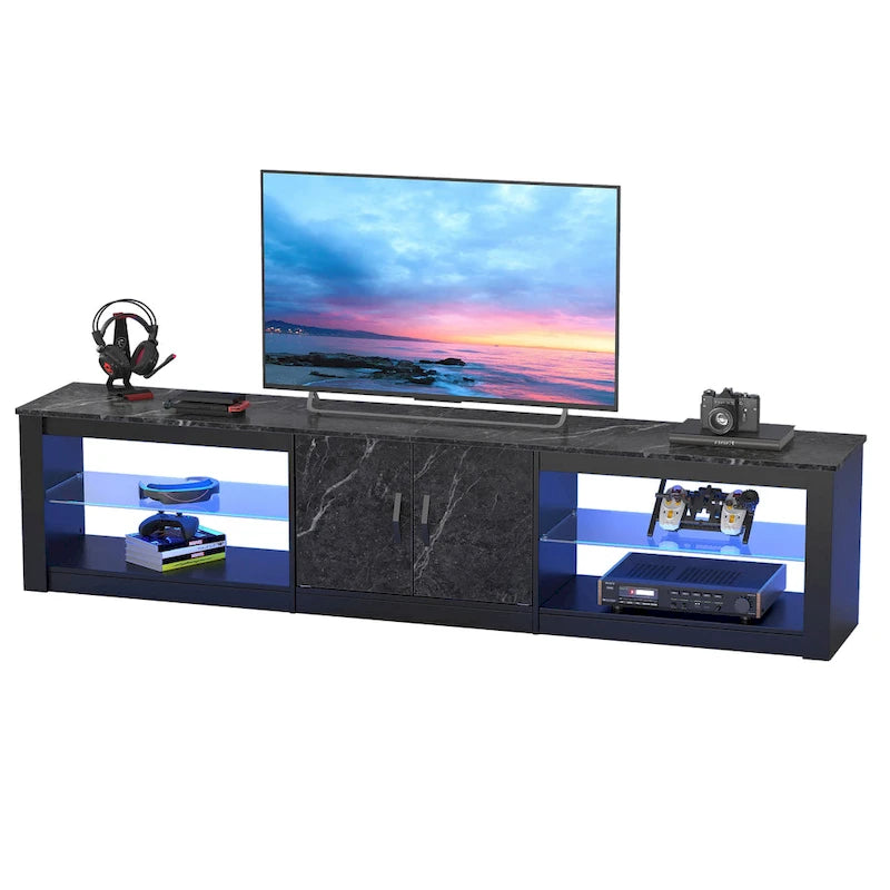 Meuble TV LED de 80 po pour téléviseurs jusqu'à 85 po avec deux armoires de rangement - 80 pouces