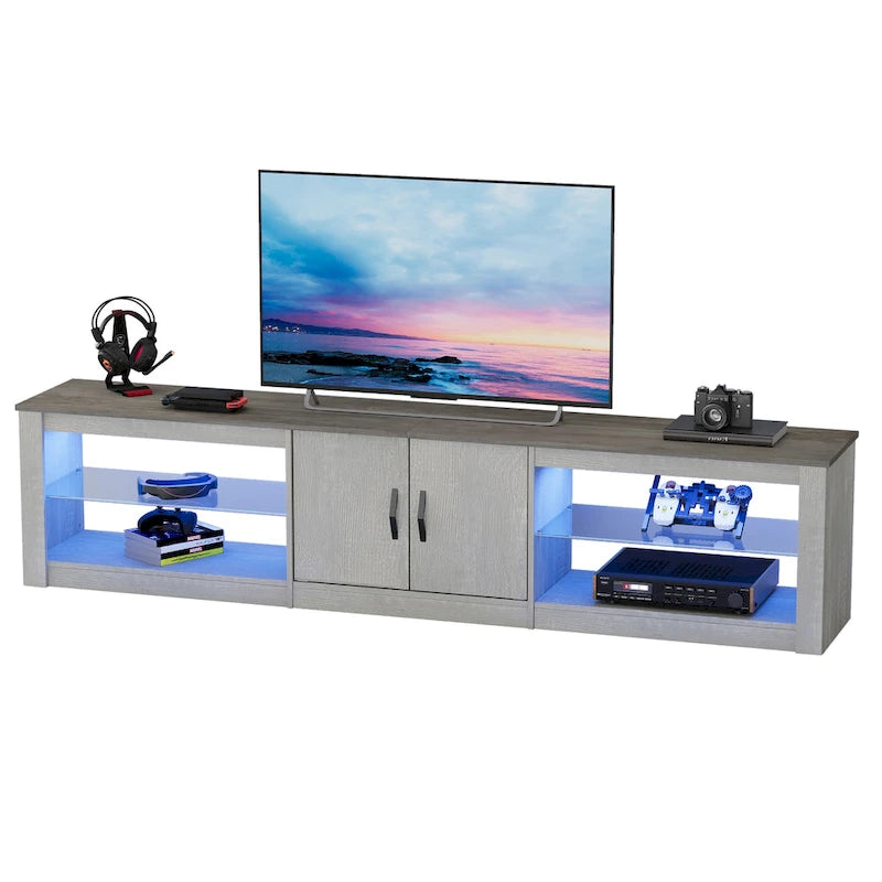 Meuble TV LED de 80 po pour téléviseurs jusqu'à 85 po avec deux armoires de rangement - 80 pouces