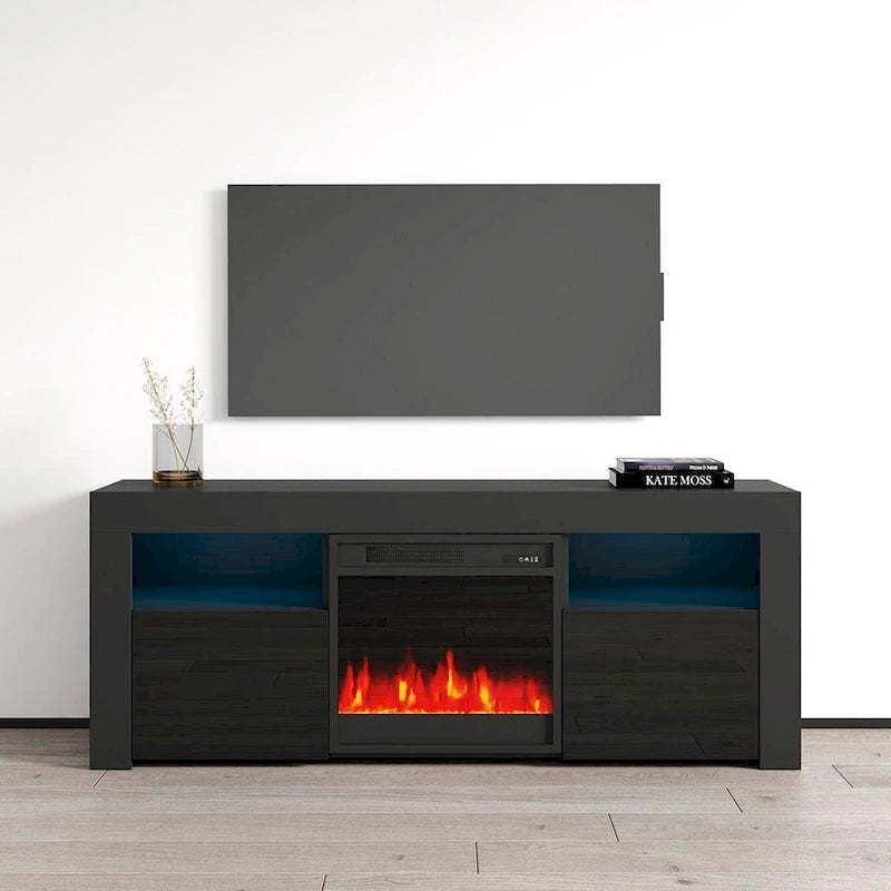 Meuble TV avec cheminée électrique Copper Grove Qorasuv de 58 pouces