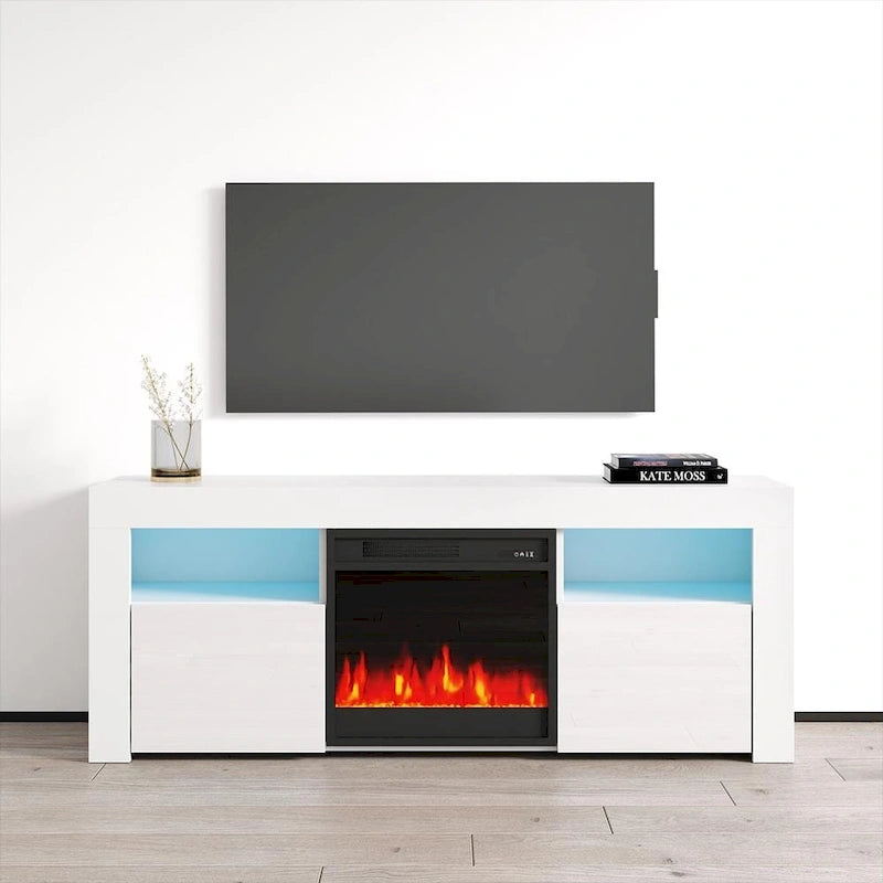 Meuble TV avec cheminée électrique Copper Grove Qorasuv de 58 pouces