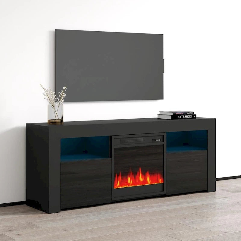 Meuble TV avec cheminée électrique Copper Grove Qorasuv de 58 pouces