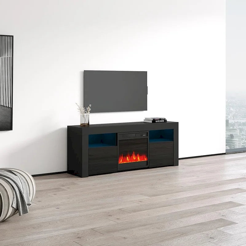 Meuble TV avec cheminée électrique Copper Grove Qorasuv de 58 pouces