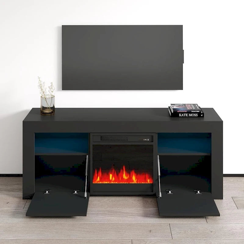 Meuble TV avec cheminée électrique Copper Grove Qorasuv de 58 pouces