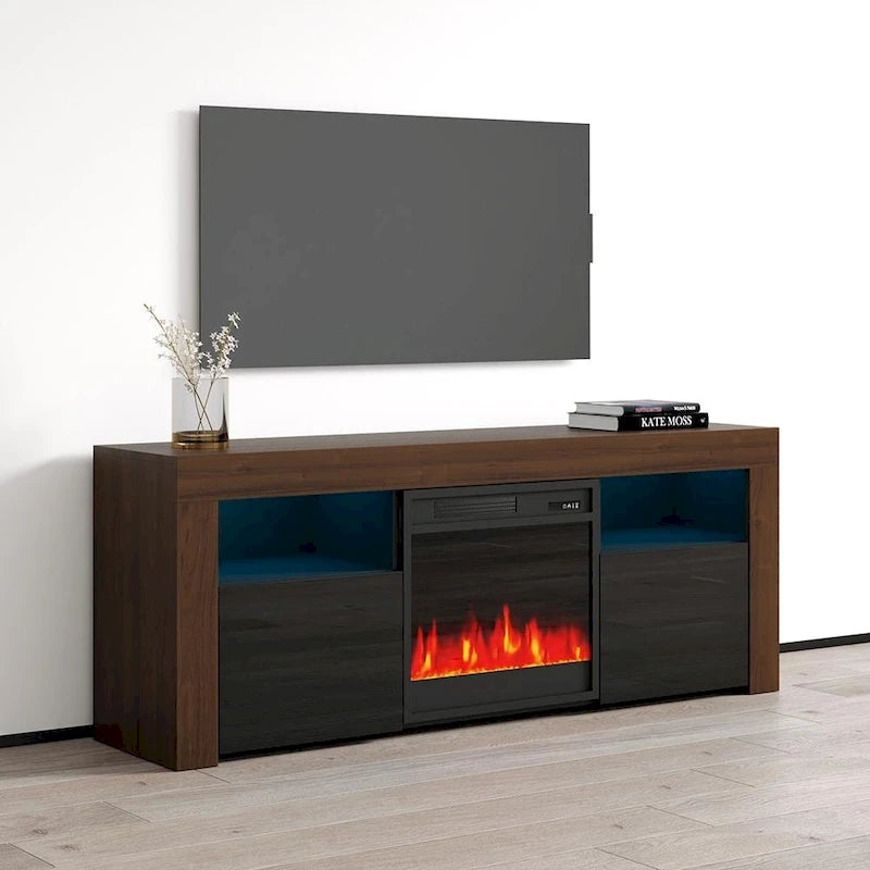 Meuble TV avec cheminée électrique Copper Grove Qorasuv de 58 pouces