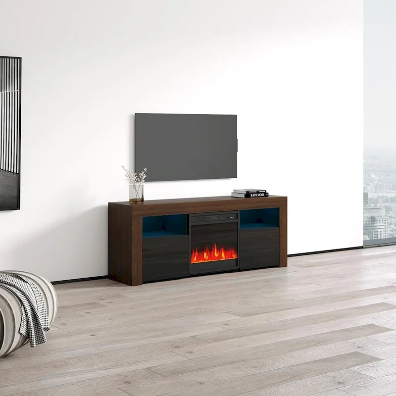 Meuble TV avec cheminée électrique Copper Grove Qorasuv de 58 pouces