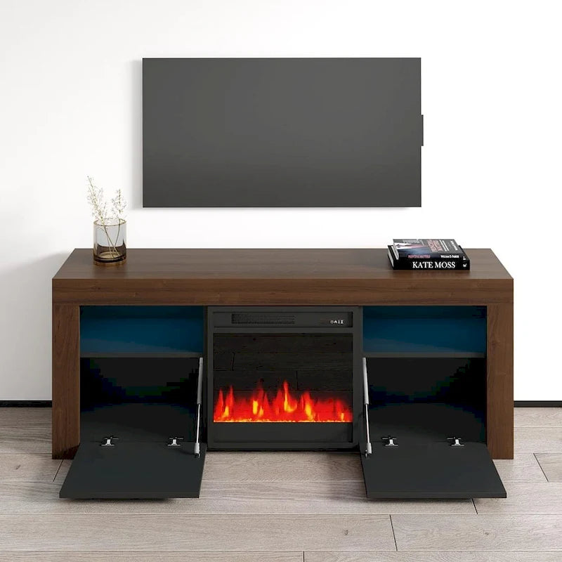 Meuble TV avec cheminée électrique Copper Grove Qorasuv de 58 pouces