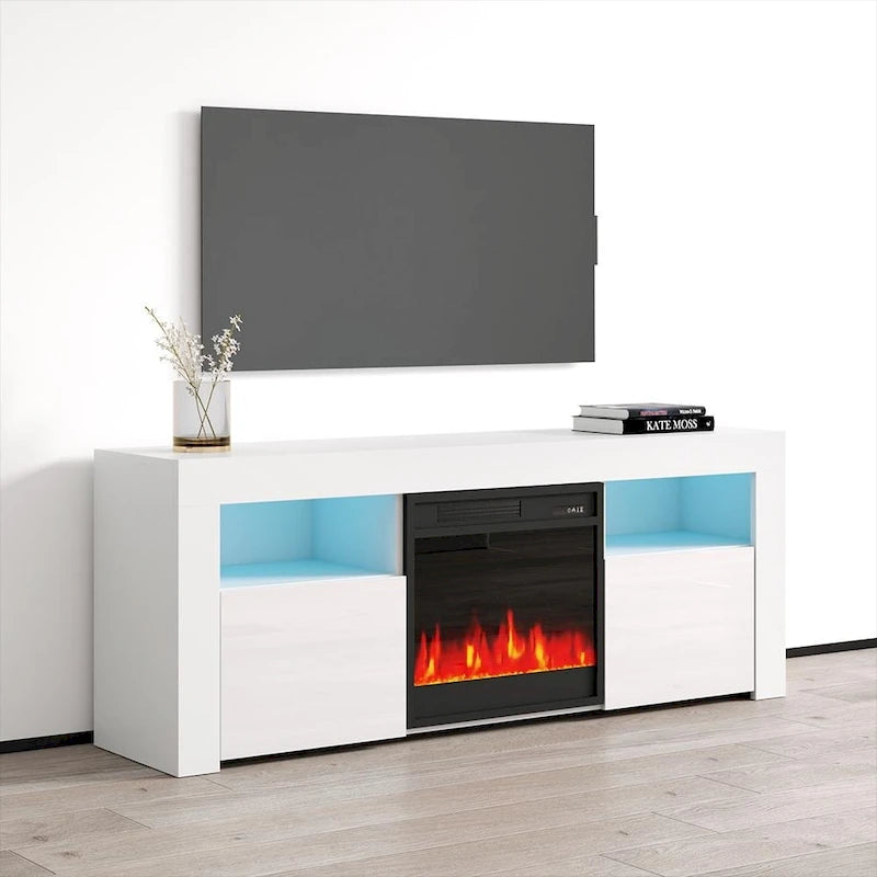 Meuble TV avec cheminée électrique Copper Grove Qorasuv de 58 pouces