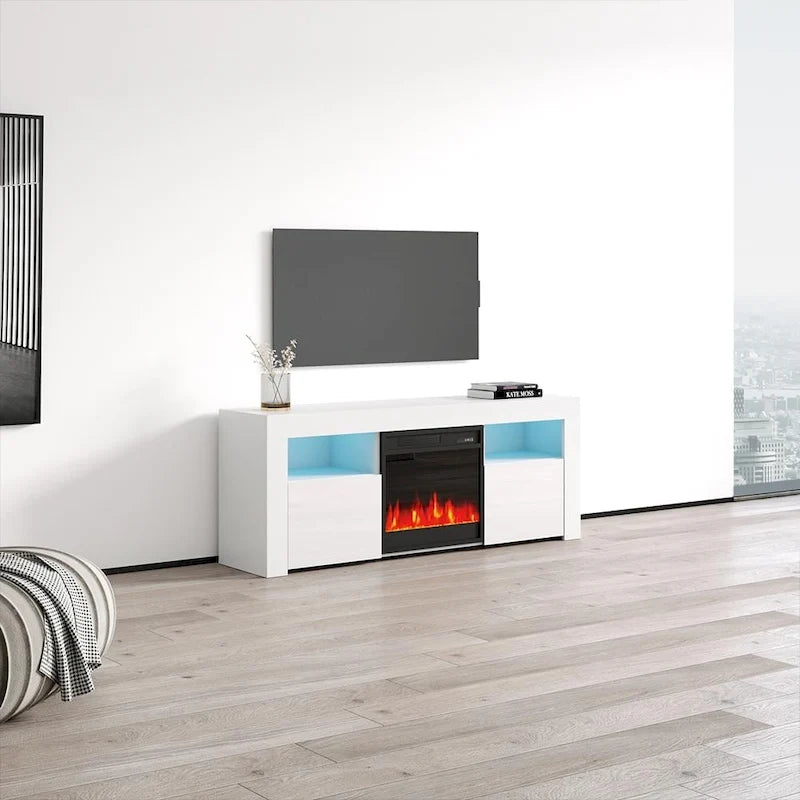 Meuble TV avec cheminée électrique Copper Grove Qorasuv de 58 pouces