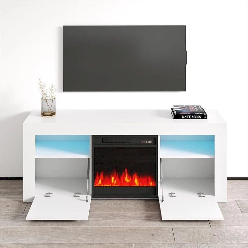 Meuble TV avec cheminée électrique Copper Grove Qorasuv de 58 pouces