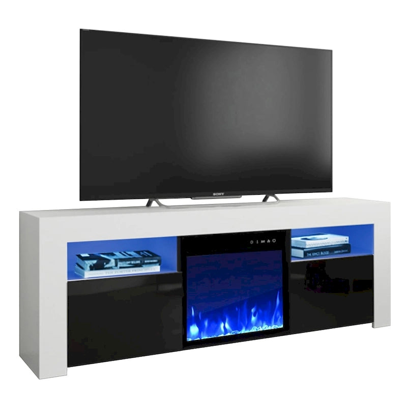 Meuble TV avec cheminée électrique Copper Grove Qorasuv de 58 pouces