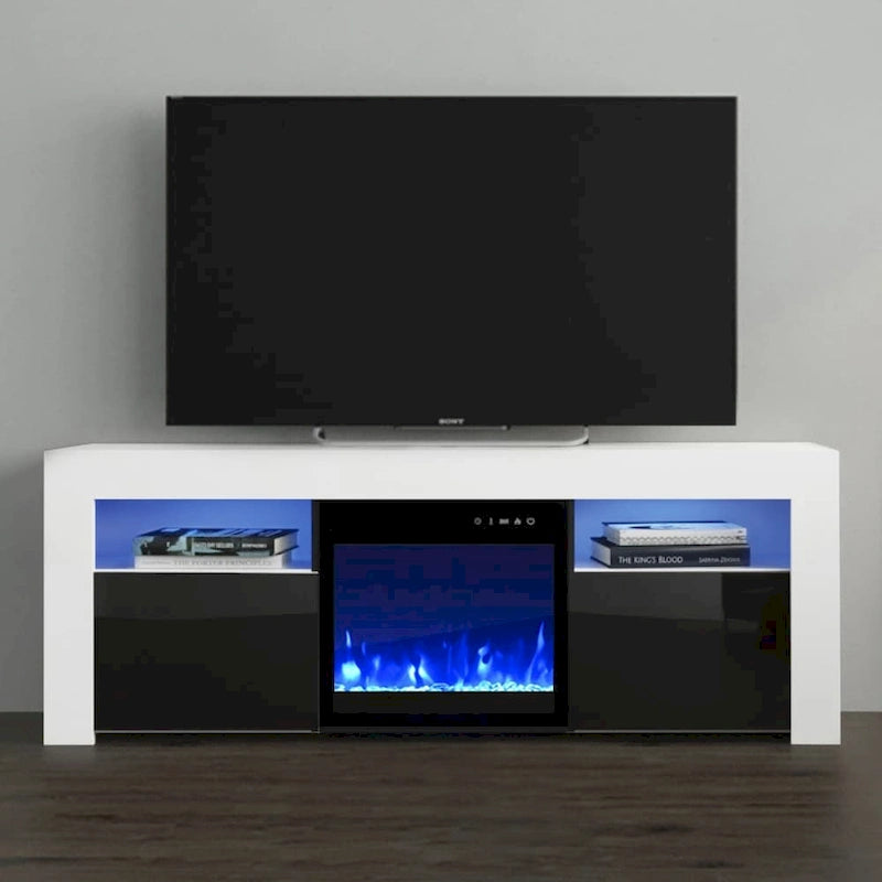 Meuble TV avec cheminée électrique Copper Grove Qorasuv de 58 pouces