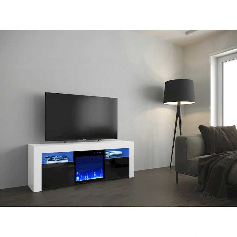 Meuble TV avec cheminée électrique Copper Grove Qorasuv de 58 pouces