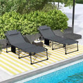 Outsunny Chaise longue pliante 2 pièces avec dossier inclinable sur 5 niveaux, chaise de bronzage d'extérieur avec trou pour le visage pour la lecture