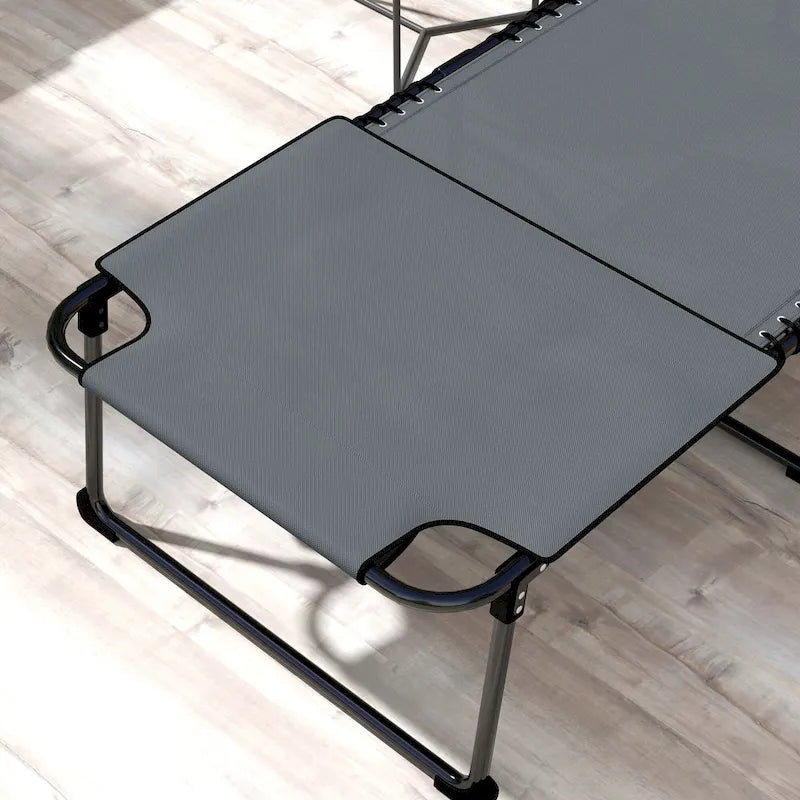 Outsunny Chaise longue pliante 2 pièces avec dossier inclinable sur 5 niveaux, chaise de bronzage d'extérieur avec trou pour le visage pour la lecture