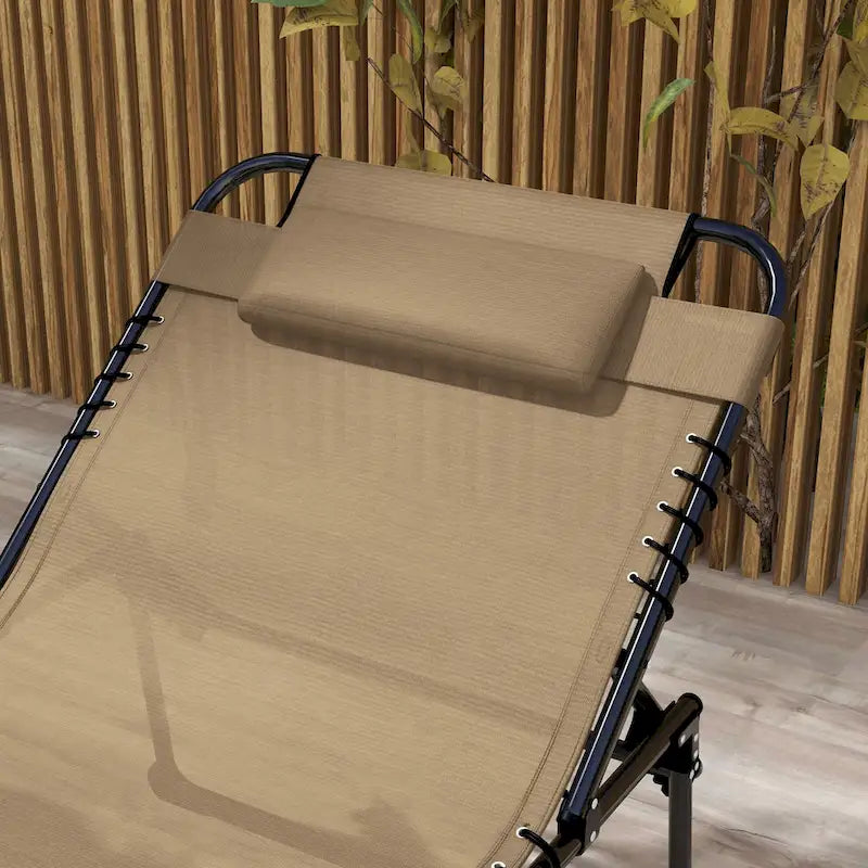 Outsunny Chaise longue pliante 2 pièces avec dossier inclinable sur 5 niveaux, chaise de bronzage d'extérieur avec trou pour le visage pour la lecture