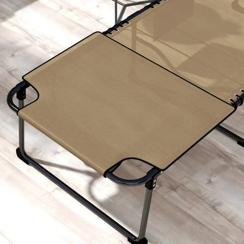 Outsunny Chaise longue pliante 2 pièces avec dossier inclinable sur 5 niveaux, chaise de bronzage d'extérieur avec trou pour le visage pour la lecture