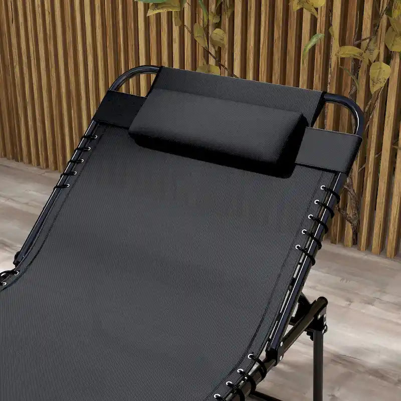 Outsunny Chaise longue pliante 2 pièces avec dossier inclinable sur 5 niveaux, chaise de bronzage d'extérieur avec trou pour le visage pour la lecture