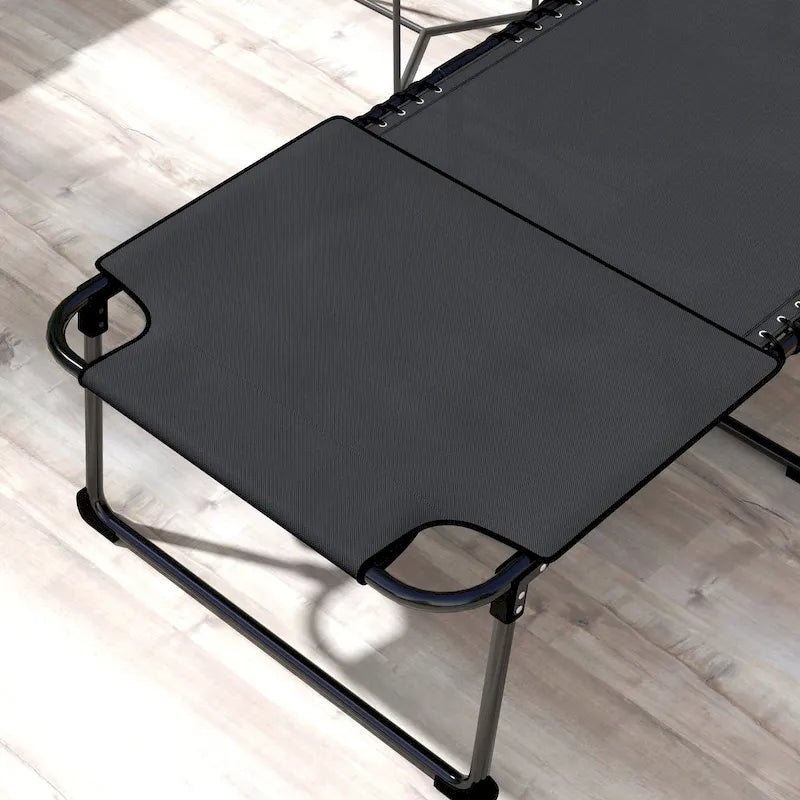 Outsunny Chaise longue pliante 2 pièces avec dossier inclinable sur 5 niveaux, chaise de bronzage d'extérieur avec trou pour le visage pour la lecture