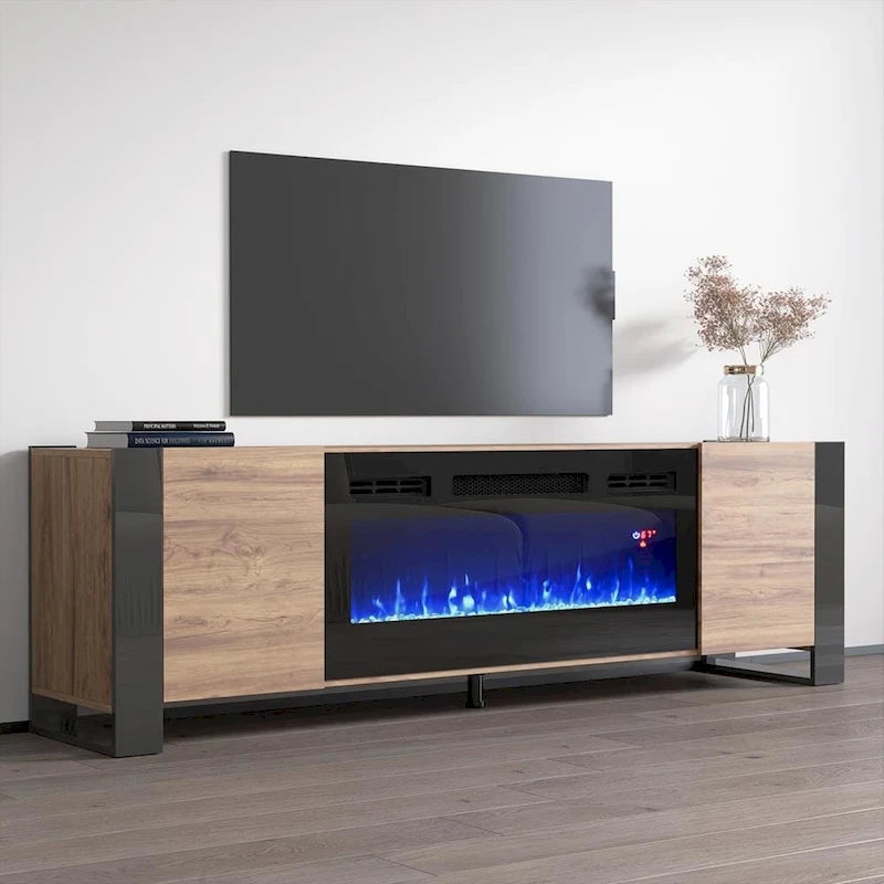 Meuble TV avec cheminée électrique Woody BL-EF 77
