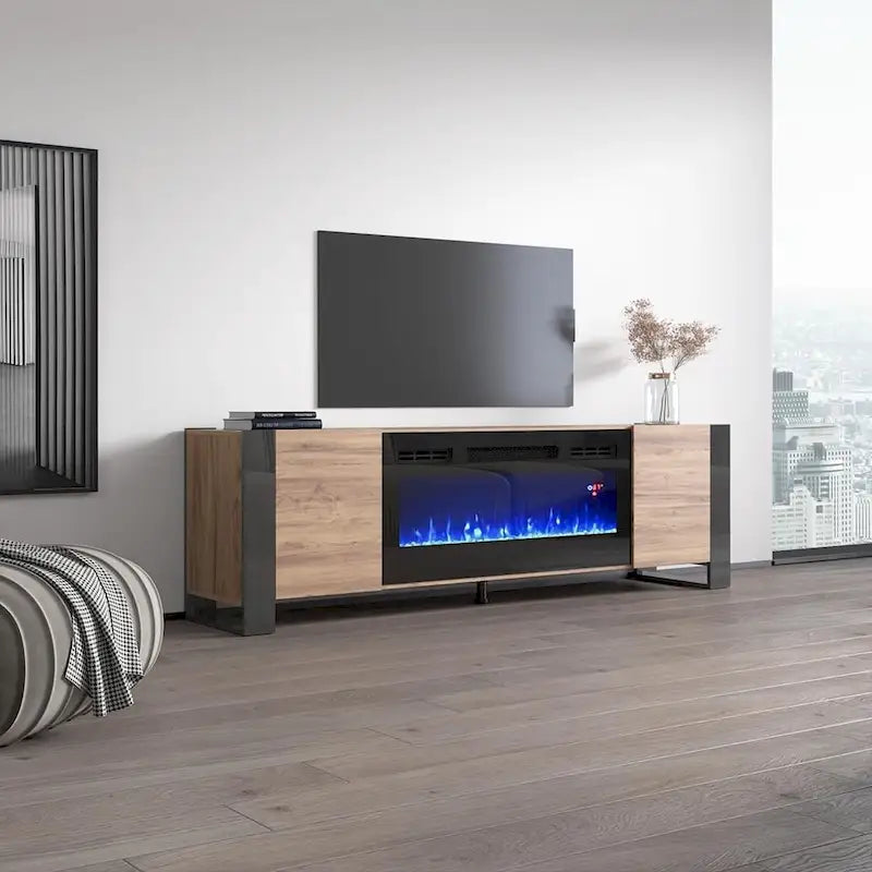 Meuble TV avec cheminée électrique Woody BL-EF 77