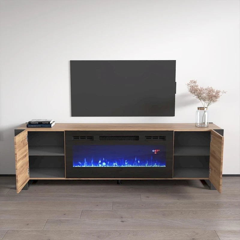 Meuble TV avec cheminée électrique Woody BL-EF 77