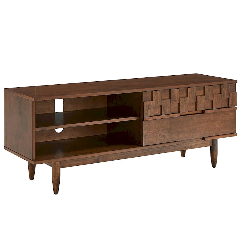 Meuble TV Kieran de style milieu de siècle avec 2 tiroirs en bois par iNSPIRE Q Modern - 59 pouces
