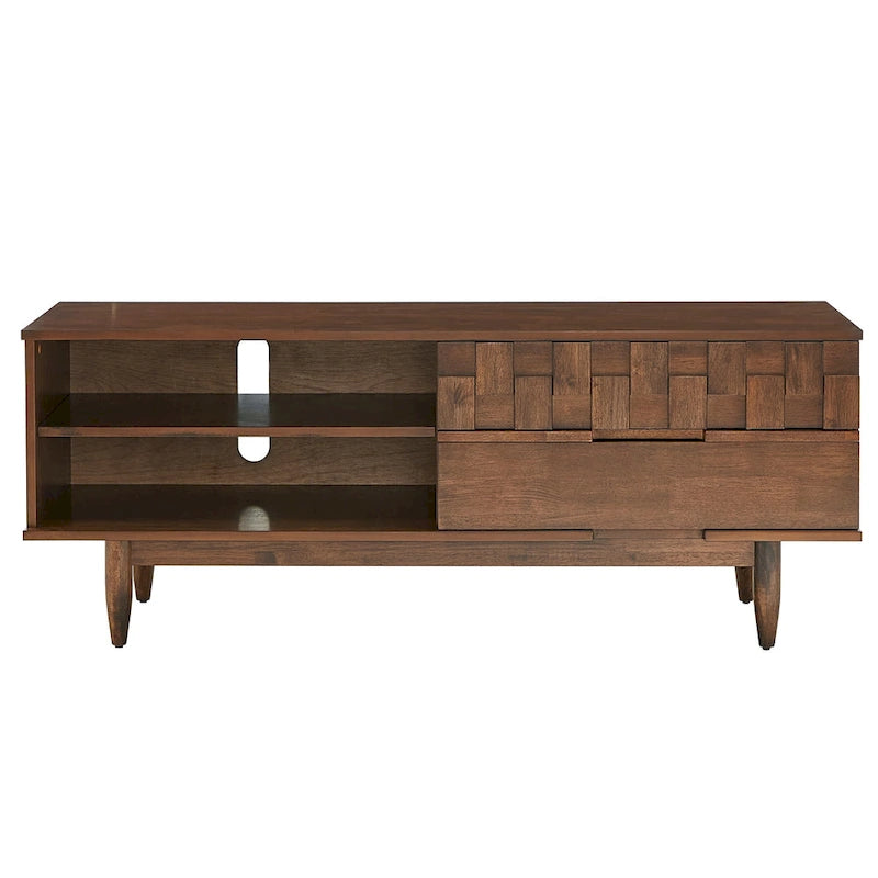 Meuble TV Kieran de style milieu de siècle avec 2 tiroirs en bois par iNSPIRE Q Modern - 59 pouces