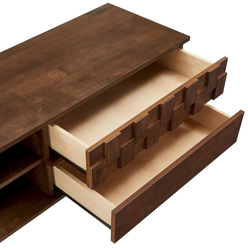 Meuble TV Kieran de style milieu de siècle avec 2 tiroirs en bois par iNSPIRE Q Modern - 59 pouces