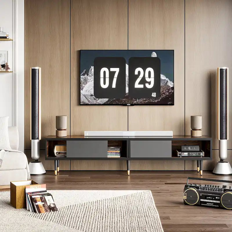 Meuble TV Moderne jusqu'à 85 pouces Meuble de Divertissement avec Rangement - 80 pouces