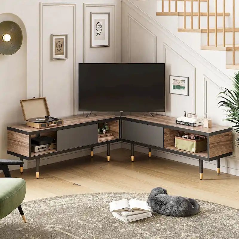 Meuble TV Moderne jusqu'à 85 pouces Meuble de Divertissement avec Rangement - 80 pouces