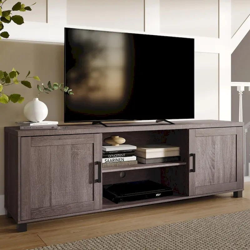 Meuble TV Virlomi avec portes, téléviseurs jusqu'à 85 pouces