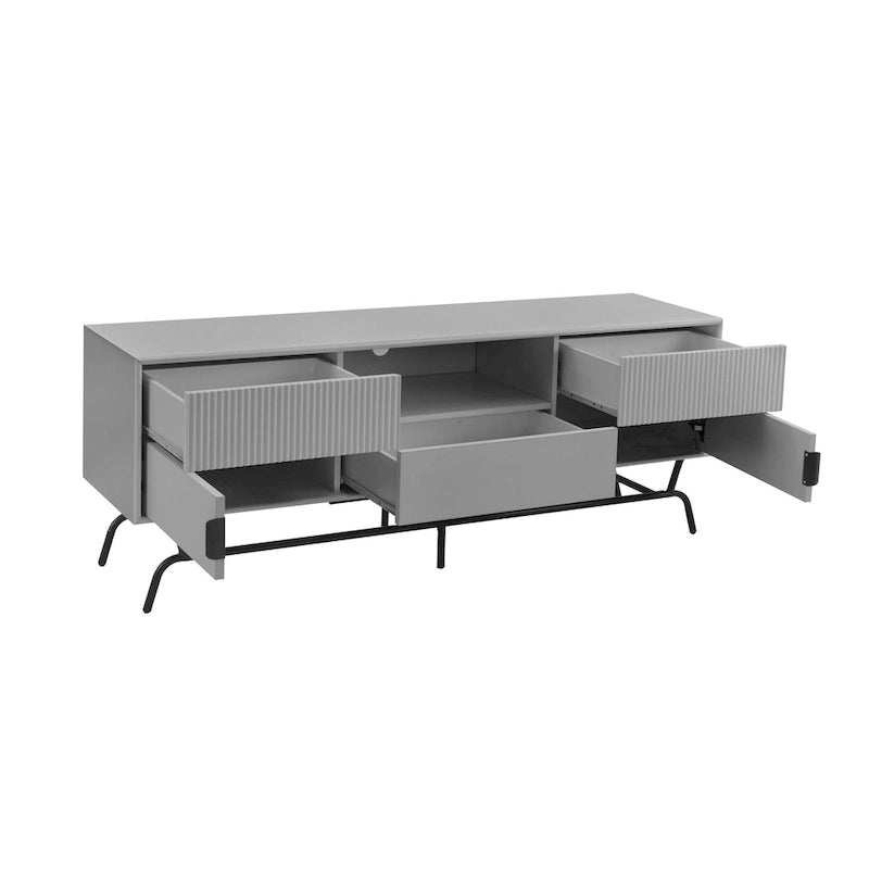 Meuble TV DH BASIC Modern avec 3 tiroirs et passe-câbles de 60 pouces par Denhour