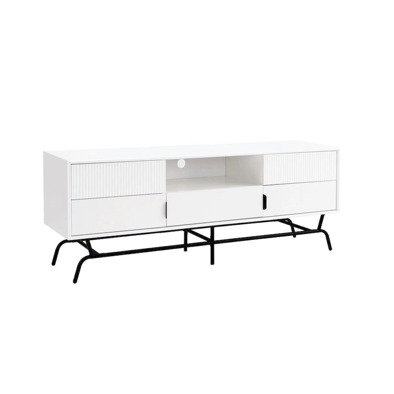 Meuble TV DH BASIC Modern avec 3 tiroirs et passe-câbles de 60 pouces par Denhour