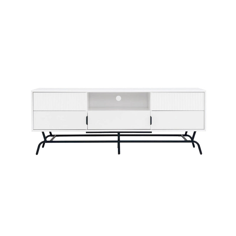 Meuble TV DH BASIC Modern avec 3 tiroirs et passe-câbles de 60 pouces par Denhour