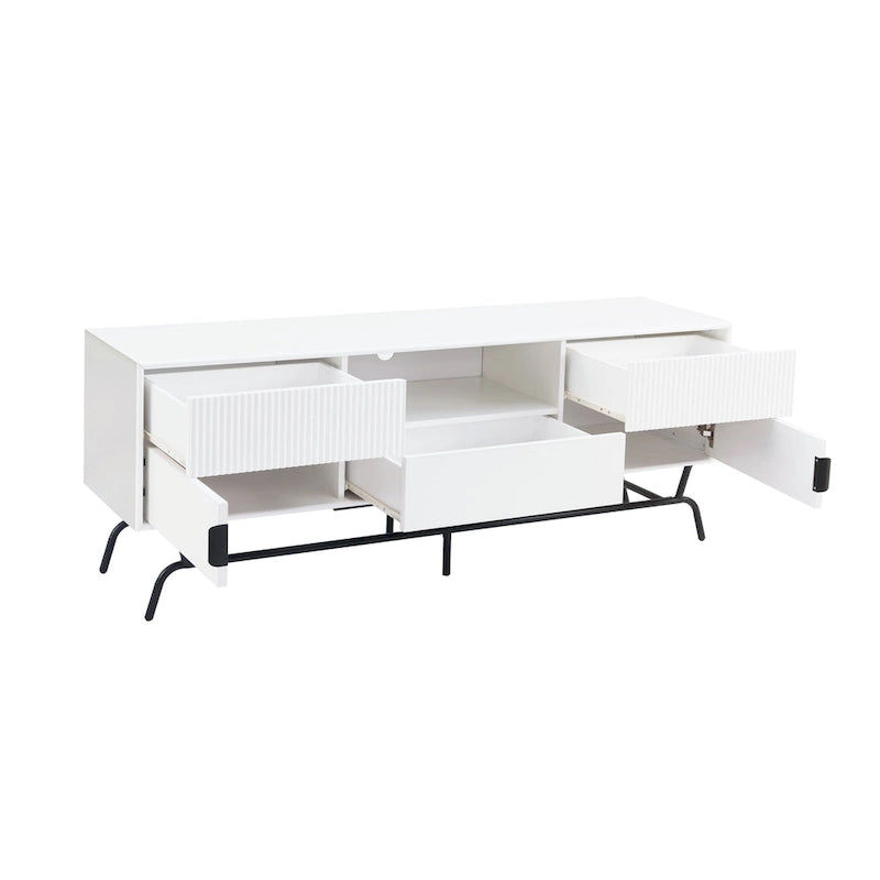 Meuble TV DH BASIC Modern avec 3 tiroirs et passe-câbles de 60 pouces par Denhour