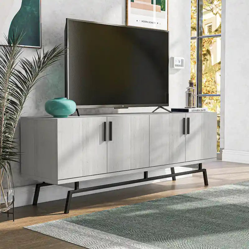 Adela Modern 60-inch Metal Base 4-Door Cabinet TV Stand