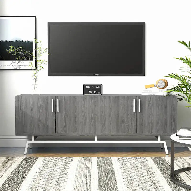 Adela Modern 60-inch Metal Base 4-Door Cabinet TV Stand