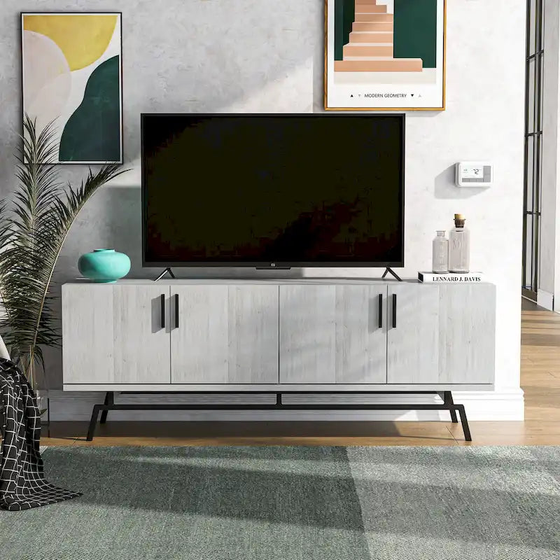 Adela Modern 60-inch Metal Base 4-Door Cabinet TV Stand