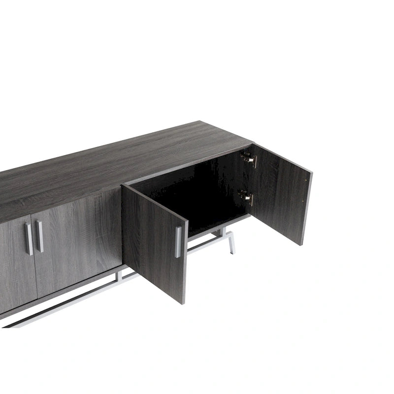Adela Modern 60-inch Metal Base 4-Door Cabinet TV Stand