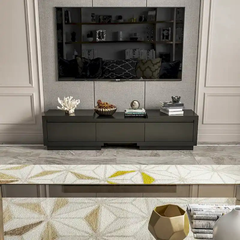 Meuble TV extensible avec rangement, console multimédia, centre de divertissement moderne