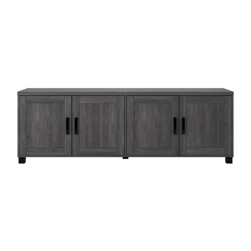 Meuble TV de 71 pouces de large avec portes de rangement, pour téléviseurs jusqu'à 85 pouces