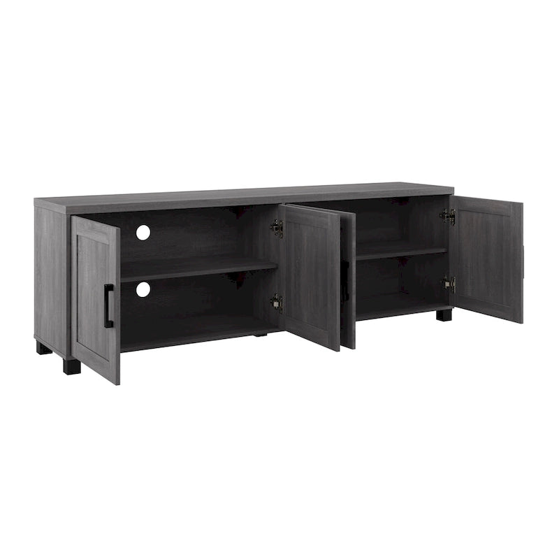 Meuble TV de 71 pouces de large avec portes de rangement, pour téléviseurs jusqu'à 85 pouces