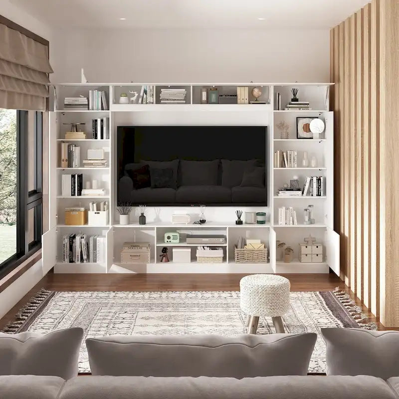 Meuble de rangement pour bibliothèque avec éclairage d'ambiance Blanc/Noir