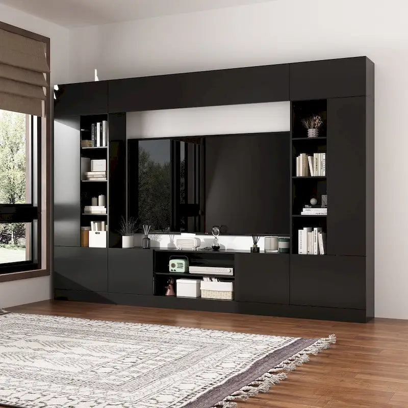 Meuble de rangement pour bibliothèque avec éclairage d'ambiance Blanc/Noir