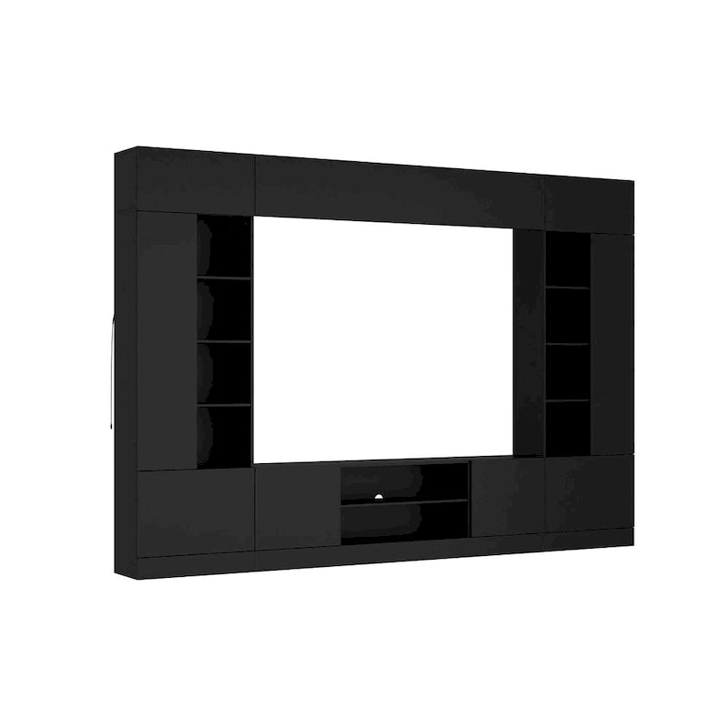 Meuble de rangement pour bibliothèque avec éclairage d'ambiance Blanc/Noir