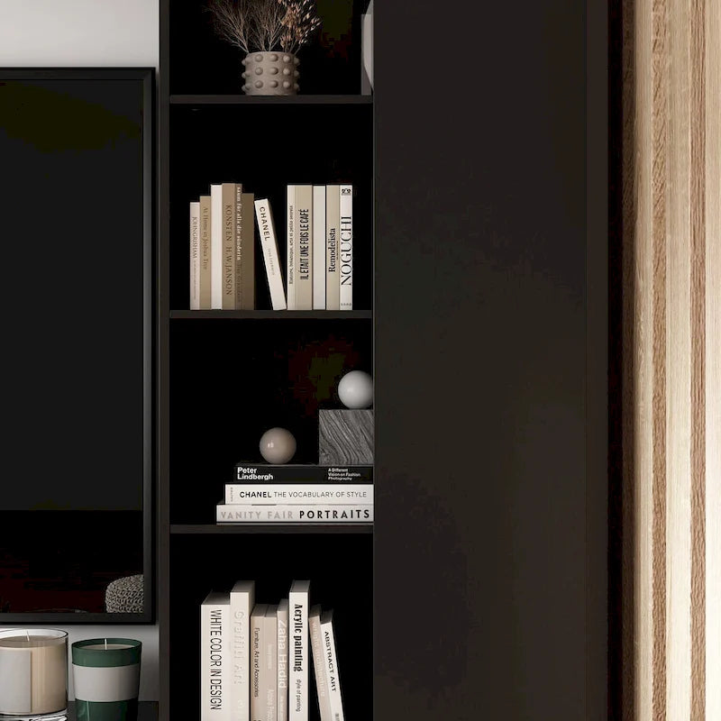 Meuble de rangement pour bibliothèque avec éclairage d'ambiance Blanc/Noir