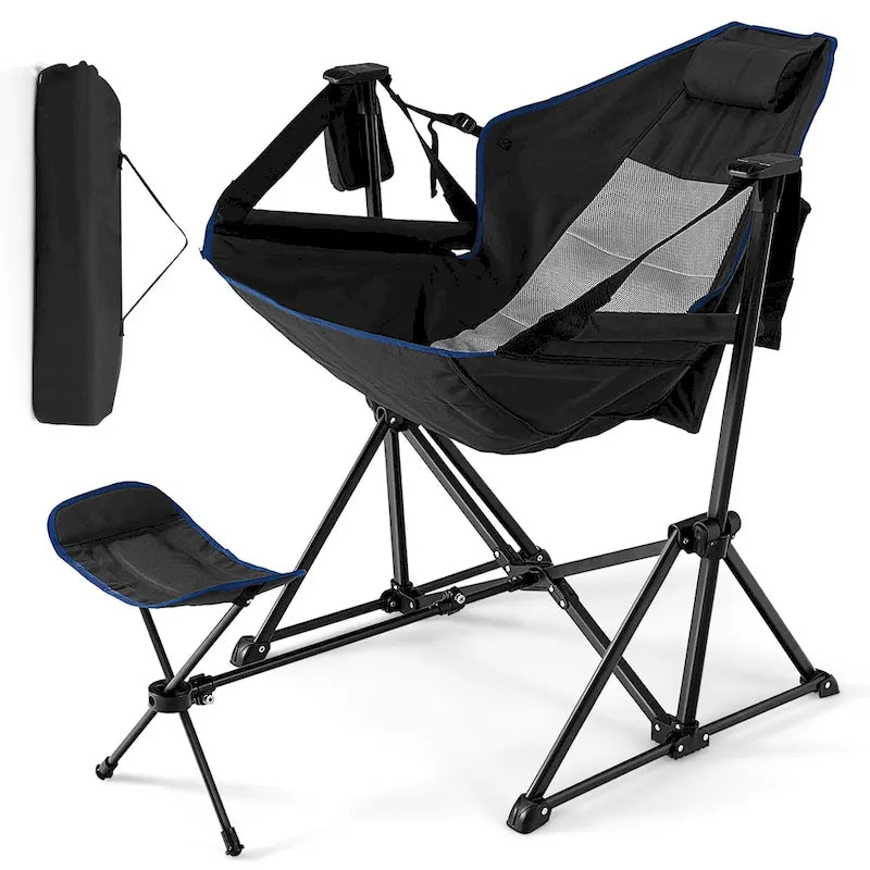 Outdoor Rocker Camping Chair Rocking Chair with Removable Footrest